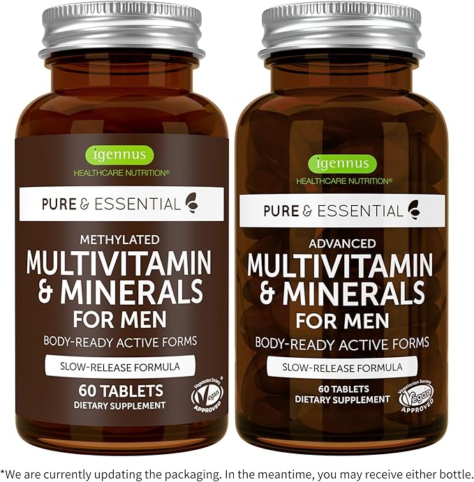 Multivitamin &amp Minerals for Men + Astaxanthin Complex Vegan Bundle Sustained Release Advanced Multivitamin + 4 mg H. Pluvialis Natural Astaxanthin by Igennus