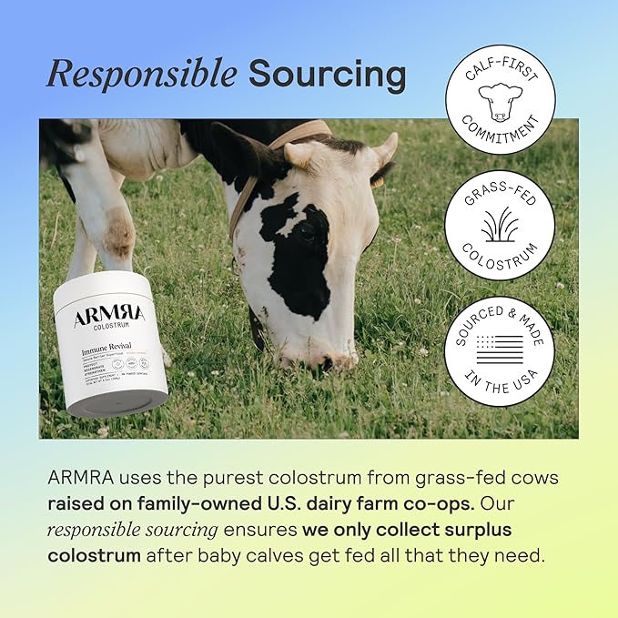 ARMRA Colostrum™ Powder | Blood Orange | Gut Health &amp Bloating | Skin &amp Hair | Immunity | Keto Gluten &amp Fat-Free | 30 Servings