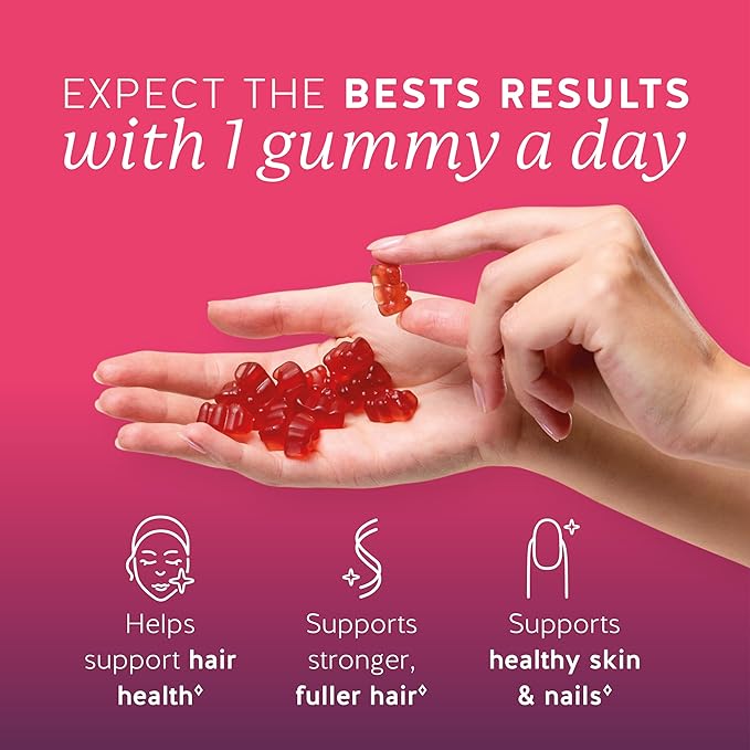 Biotin Gummies for Hair Skin &amp Nails. 5000 mcg High Potency Vegan Vitamins for Faster Hair Growth Stronger Nails &amp Healthy Skin. with Vitamins C &amp E 90 Gummies