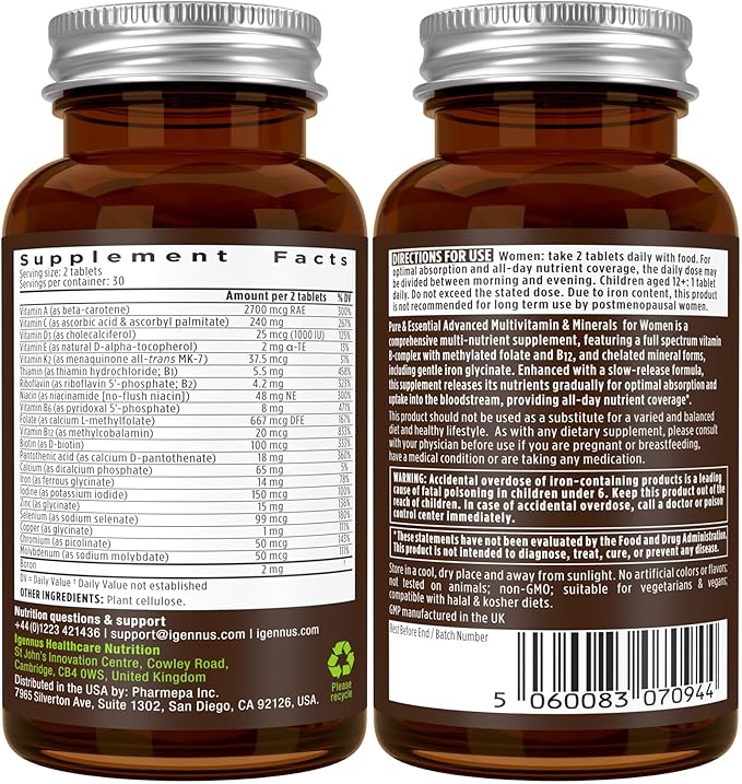Multivitamin &amp Minerals for Women + High Absorption Curcumin C3 Complex Vegan Bundle Sustained Release Advanced Multivitamin + 300% Greater Absorption Curcuminoids with Rapid Uptake by Igennus