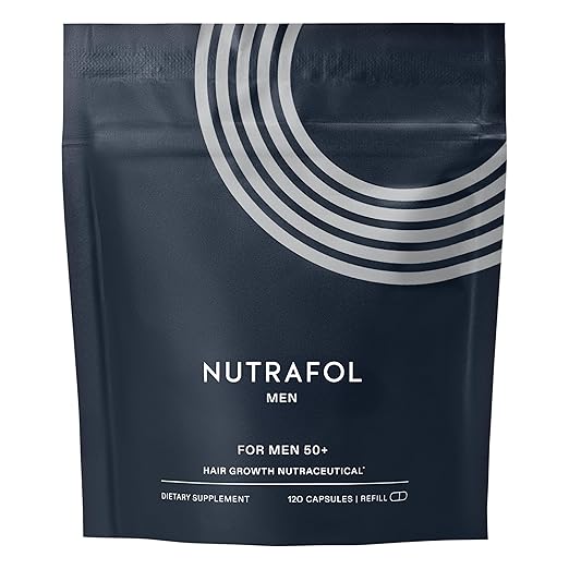 Nutrafol Men 50+ Hair Growth Supplements Clinically Tested for Visibly Thicker Hair and Scalp Coverage #1 Dermatologist-Recommended Hair Growth Supplement Brand - 1 Month Supply 1 Refill Pouch