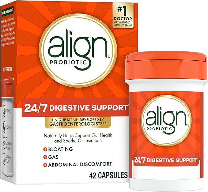 Align Probiotic 24/7 Digestive Support*§ Probiotics for Women and Men Probiotics for Digestive Health Men and Womens Probiotic Capsules Help Relieve Occasional Bloating &amp Gas* 42 Capsules