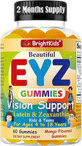 BrightKids Eye Health Gummies for Kids &amp Teens – Lutein &amp Zeaxanthin Vision Support – Vegan Non-GMO Eye Vitamins for Screen Time – Tasty Mango Flavor – 60 Gummies