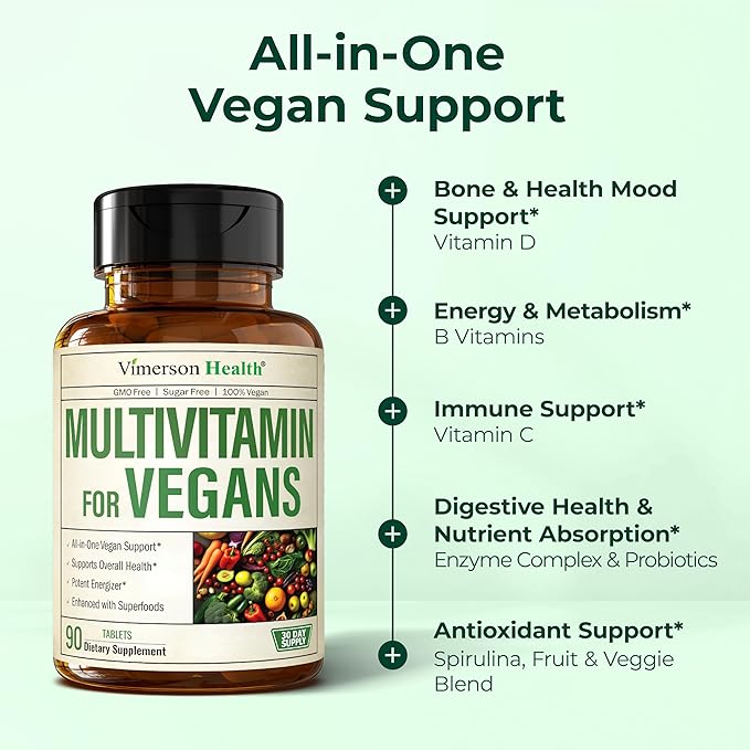 Vegan Multivitamin for Men and Women with Vitamins and Chelated Minerals for Energy Focus and Immune Health – Premium Daily Womens and Mens Multivitamins &amp Multiminerals – 90 Tablets