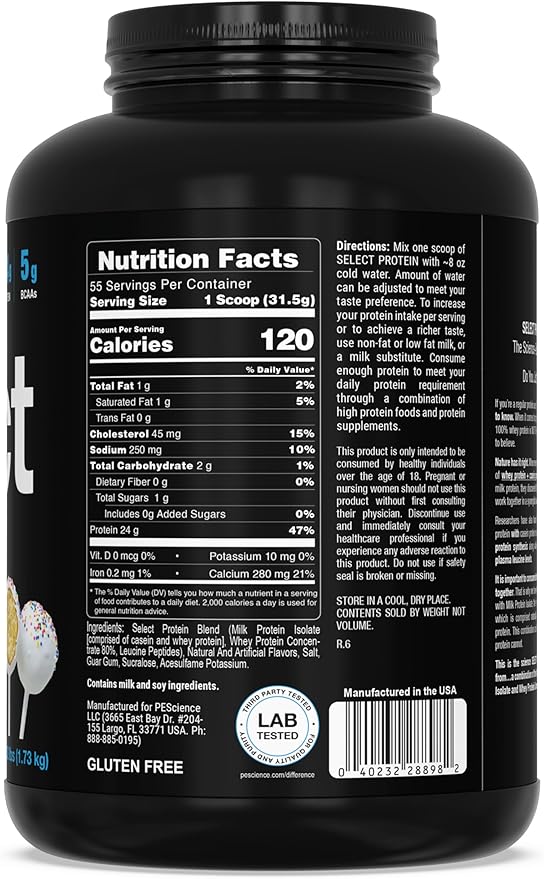 PEScience Select Protein Powder Whey and Casein Blend Lean Protein Powder for Women and Men Low Calorie Low Carb Keto Friendly Gluten Free Cake Pop - 55 Servings