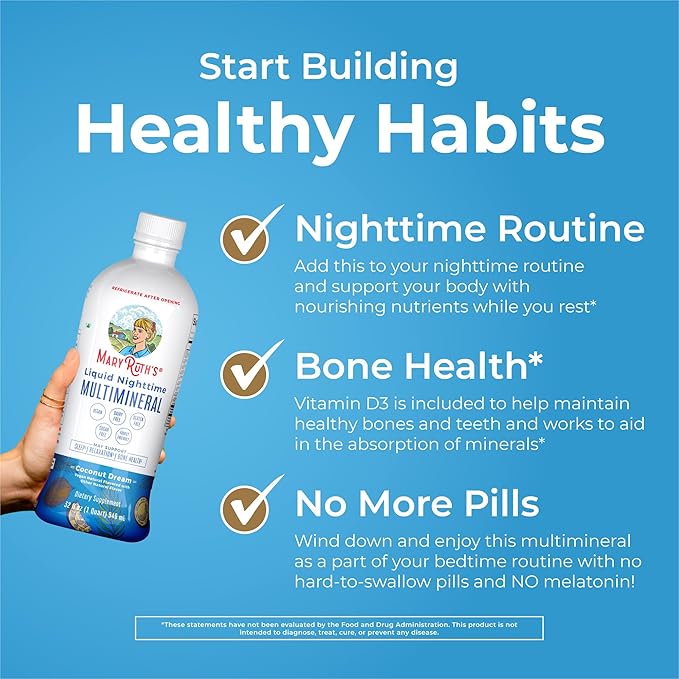 MaryRuth's Women's Multivitamin + Hair Growth Liposomal (Peach) &amp Liquid Nighttime Multimineral (Coconut 15oz) | Clean Label Project Verified® | Vegan | Beauty Bedtime Routine &amp Overall Hea