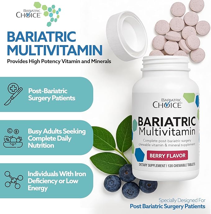 Bariatric Choice My Bariatric Chewable Multivitamin with Iron &amp 300mg Calcium Berry (120ct)