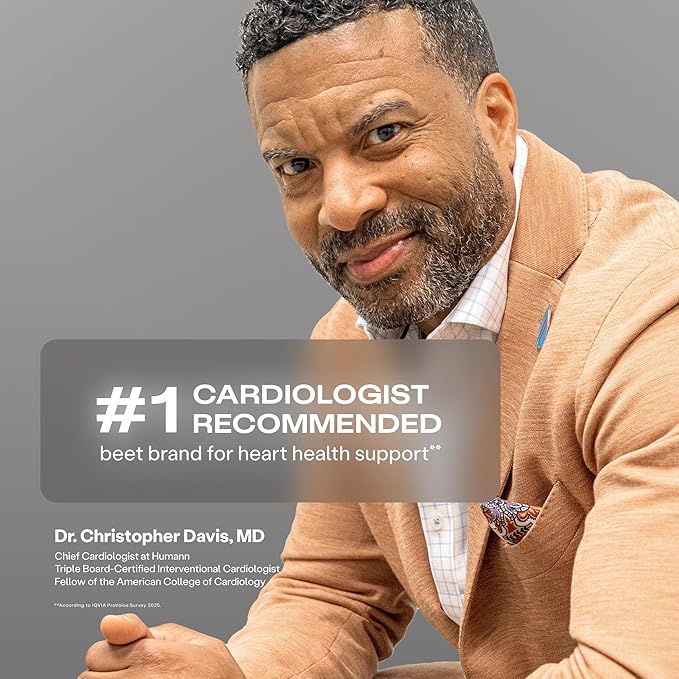 Humann SuperBeets Heart Chews Nitric Oxide and Blood Pressure Support Grape Seed Extract &amp Non-GMO Beet Root Powder Energy Supplement Pomegranate Berry Flavor 60 Count