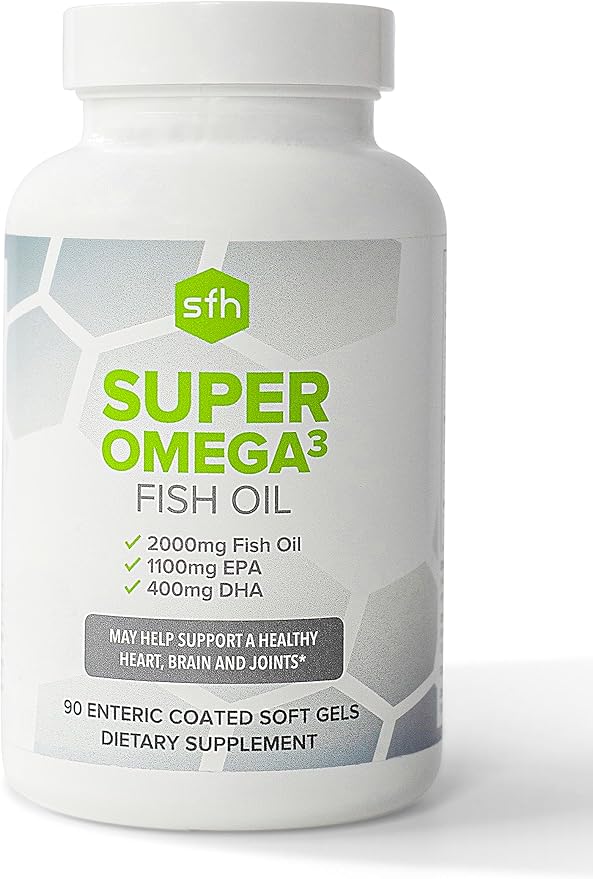 SFH Super Omega 3 Fish Oil Capsules Highly Concentrated 2000mg Omega 3 | Sustainably Sourced Alaskan Pollock Fish Oil for Heart Joint Brain Health (Capsule 90ct)