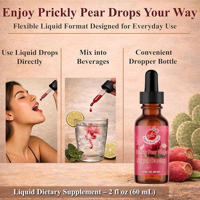 Prickly Pear Nopal Cactus Supplement - Liquid Concentrated Drops - Cactus Fruit Extract Tincture - Rich in Betalains Potent &amp Bioavailable - No Additives - 2 oz (Pack of 3)