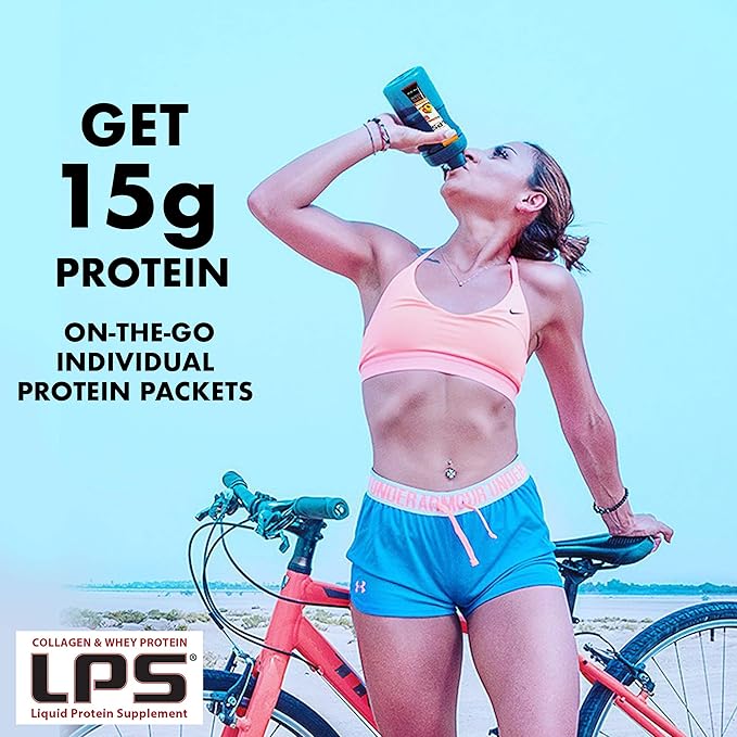 Nutritional Designs LPS Liquid Collagen &amp Whey Protein Supplement - Non-GMO Drink Sugar-Free - Promotes Healthy Skin &amp Hair for Men &amp Women Watermelon Single Serve (100 Packets)