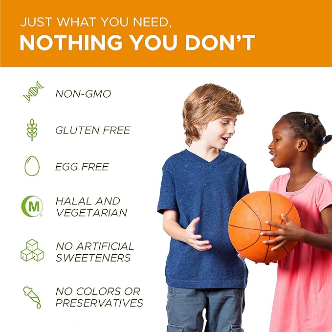 Noor Vitamins Halal Kids Multivitamin Chewable: Essential Vitamins for Immune Bone &amp Eye Health with Iron - Non GMO &amp Gluten Free - Halal Vitamins 60 Count (2 Month Supply)