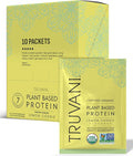 Truvani Vegan Pea Protein Powder | Lemon Cookie | 20g Organic Plant Based Protein | Single Serving Travel Packets | 10 Servings | Keto | Gluten &amp Dairy Free | Low Carb | No Added Sugar