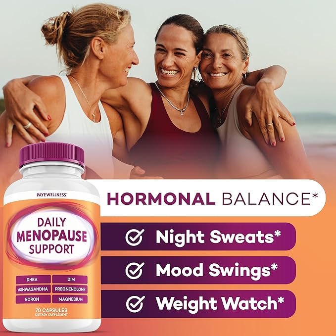 Menopause and Perimenopause Supplement for Women 10-1 Relief Formula for Hot Flashes Night Sweats Mood Energy &amp Hormone – DIM Ashwagandha Vitamin D DHEA Zinc Magnesium 3-Pack 70 Capsules