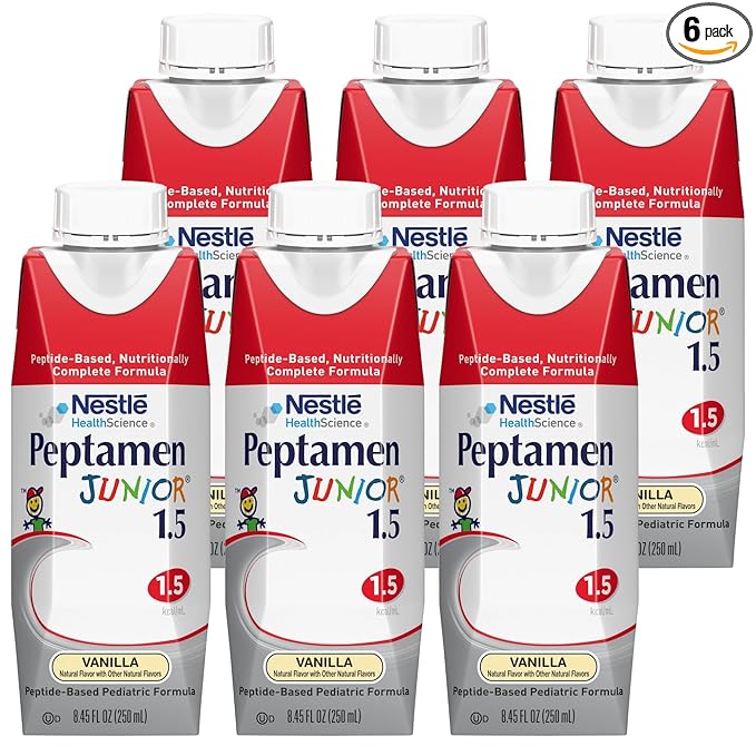 Peptamen Junior Tube Feeding Formula 1.5 Peptide-Based Complete Nutrition Vanilla 250 mL Carton 6 Count
