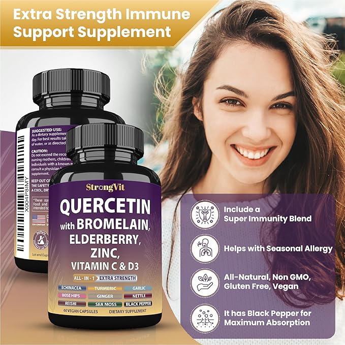 Biotin Supplements &amp Quercetin Complex Bundle (120 Capsules)