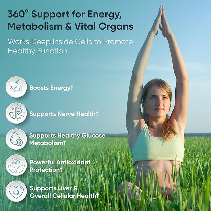 Alpha-Lipoic Acid 600 mg – High-Potency Antioxidant Support – Supports Cellular Health &amp Energy Metabolism – Vegan Non-GMO Gluten-Free – 60 Capsules