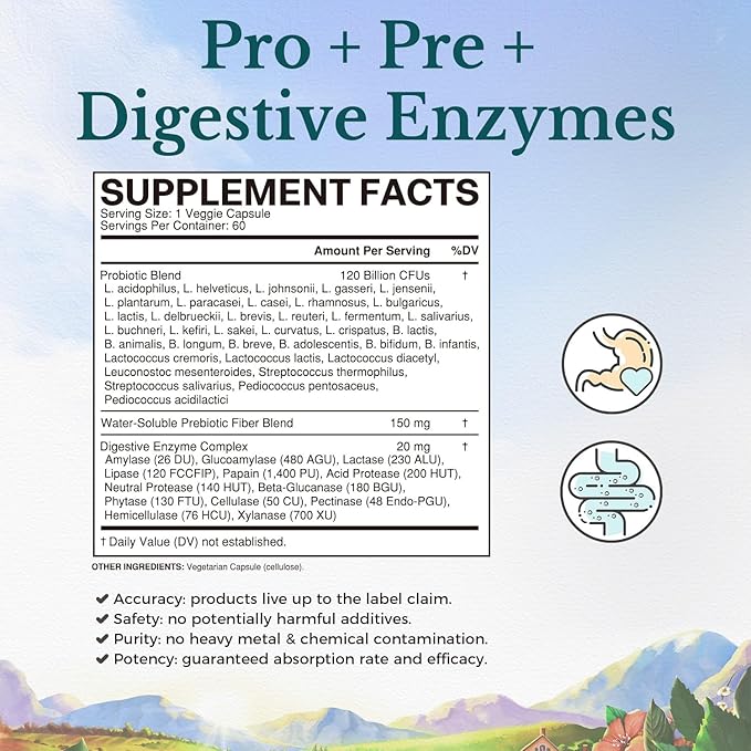 Vitalitown Probiotics &amp Daily Multivitamin Bundle (Pack of 2) | Probiotics 120 Billion CFUs (Item 1) &amp Multivitamin with Iron Zinc (Item 2)