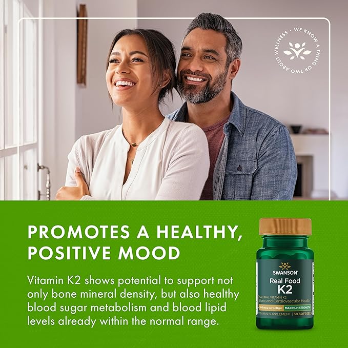 Swanson Maximum Strength Vitamin K2 (MK-7) Bone and Heart Health Supplement for Adults Over 50 Seeking Calcium Regulation - 200 mcg from Japanese Natto (30 Softgels 2 Pack)