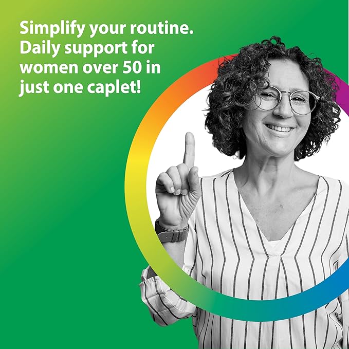 Rainbow Light Womens One + Multivitamin 50 Plus | 90 Caplets | Supports Menopause | Real Food Nutrients Digestive Enzymes &amp Probiotics