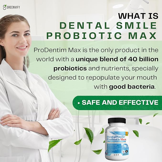 DentalSmile ProbioticMax Advanced Oral Probiotic Supplement 40 Billion CFU 60 Capsules Gluten Free (10)