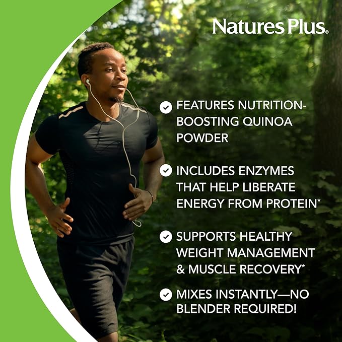 NaturesPlus Organic Pea Protein - 1.1 lb - Plant-Based Drink Powder - Supports Energy Recovery &amp Weight Management - Non-GMO Sugar Free Allergen Free Gluten Free Vegan - 25 Servings