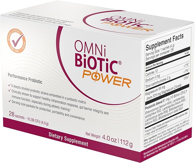 Power High Performance Daily Probiotic Supplement - Probiotic Powder with Magnesium Citrate for an Active Lifestyle - Supports Gut Health Muscle Recovery and Energy - Vegan Non-GMO (30 Servings)
