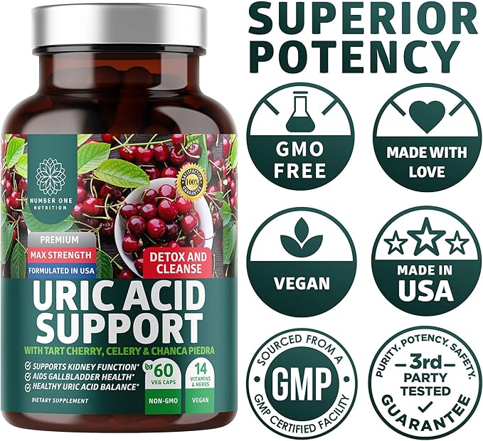 Number One Nutrition N1N Premium Uric Acid Support and Men's Multivitamins All Natural Supplements to Support Energy Levels Prostate Health and Urinary Tract Functions 2 Pack Bundle