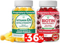 Lunakai Biotin and Vitamin D3 Gummies Bundle - Hair Skin and Nails Growth Gummies with Vitamin C and E - Immunity Bone and Mood Support Supplement - 30 Days Supply