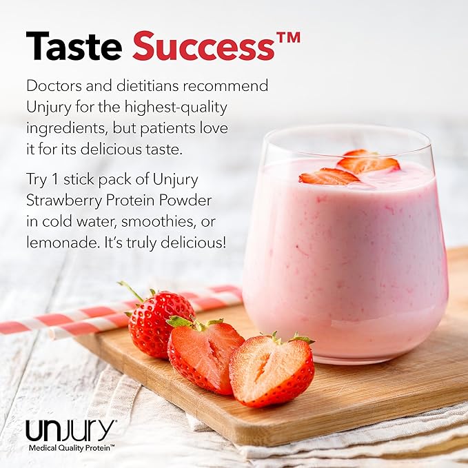 Unjury Whey Protein Powder Individual Stick Packs | Strawberry | 10.5g 100% Whey Isolate Protein Powder | Low Carb and Lactose Free | Gluten Free | Certified Kosher | 20 Servings