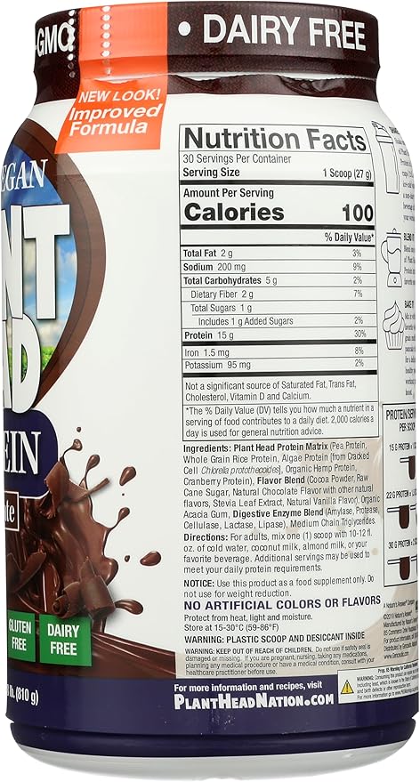 Genceutic Naturals Plant Head Protein Dietary Supplement Chocolate 1.8 Pounds