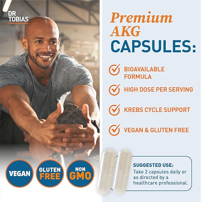 Dr. Tobias AKG Supplement &amp Adult Multivitamin - Comprehensive Cellular Energy &amp Nutrient Support for Overall Wellness and Vitality Vegan Non-GMO