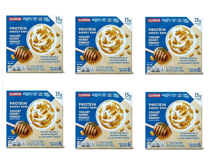 6-PACK Gluten Free Healthy Nutricious Protein Energy Bars Yogurt Honey Peanut 10.58oz 300g x 6 Boxes (36 Bars in Total) 22 Vitamins and Minerals - High Protein - Energy Bar - Convenient on the go pa