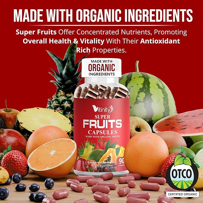 Made with Organic Fruits &amp Veggies Capsules-Superfood Vegetable Vitamin Supplement for Women &amp Men-Blend of Fruits and Greens for Daily Health.Fruits and Vegetables Supplements (30-Day Supply)
