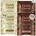 Field's Great Plant-Based Protein with Fiber for Muscle Maintenance Vegan Protein Powder Whey Free Gluten Free Dairy Free - 30g of Protein and 5g Fiber in Each Serving - 4 Servings (Variety)
