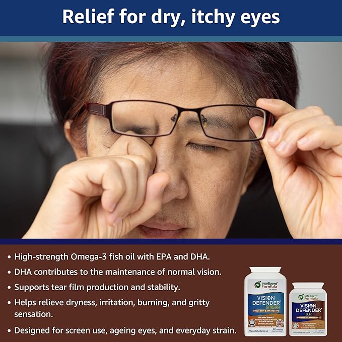 Vision Defender BP and Vision Defender Omega Eye Care Bundle – Eye Supplements to Support Eye Health with Bilberry Pine Bark Omega-3 Fish Oil (EPA DHA) Vitamin E. Made in UK by Eye Specialists