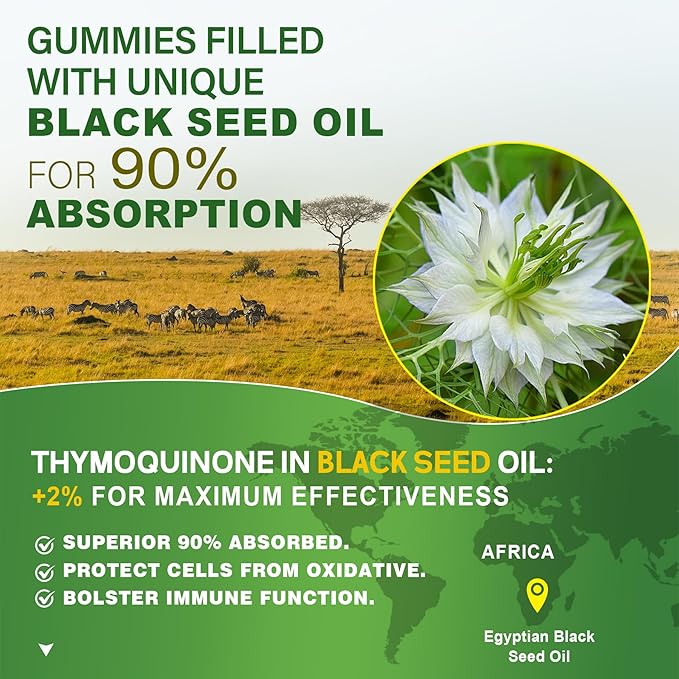 NEVISS Vegan Multivitamin for Women Men with Iron + Black Seed Oil Gummies
