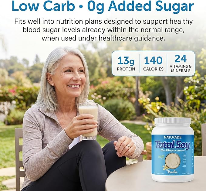 Total Soy Plant-Based Meal Replacement Powder | 13g Complete Soy Protein Low Carb Low Sugar | Supports Hormonal Balance Healthy Blood Sugar &amp Weight Management | Vanilla Vegan