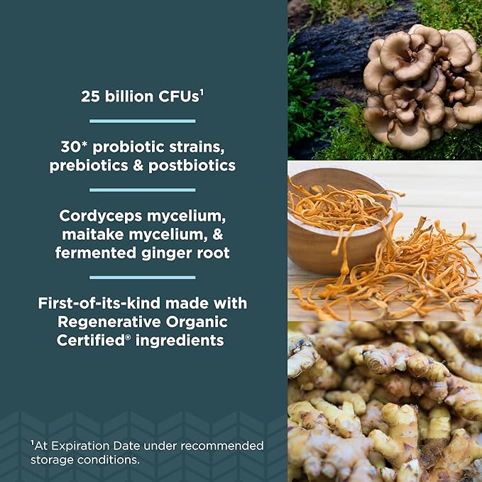 Ancient Nutrition Regenerative Organic Certified Probiotics Daily Probiotics Once Daily Healthy Digestion and Immune System Function Support 25 Billion CFUs* Per Serving 30 Count