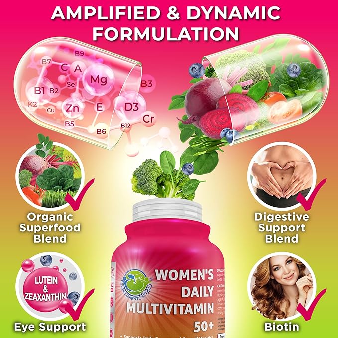 Vegan Bundle for Hormone Balance Energy Immunity Bundle – Women’s Daily Multivitamin 50+ with Organic Superfood Blend + DIM 200mg Supplement with BioPerine® – Non-GMO Clean Daily Wellness Support
