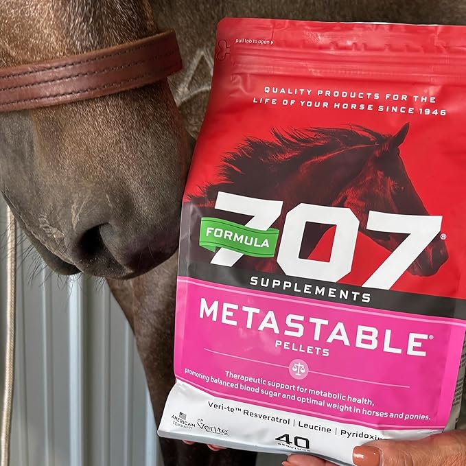 Formula 707 MetaStable Pellets for Horses 5 lb Bag – 40 Servings – University-Studied Support for Horses with Laminitis Insulin Resistance &amp Metabolic Disorders