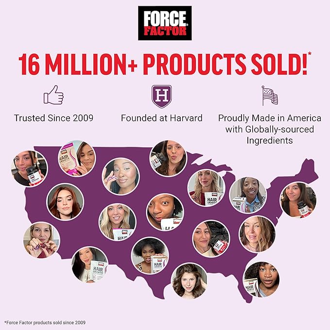 Force Factor Hair Growth Accelerator Soft Chews Lustriva &amp Biotin to Promote Thicker Stronger Fuller Hair Hair Growth Vitamins for Women Clinically Studied + Women's Multivitamin with Iron 6