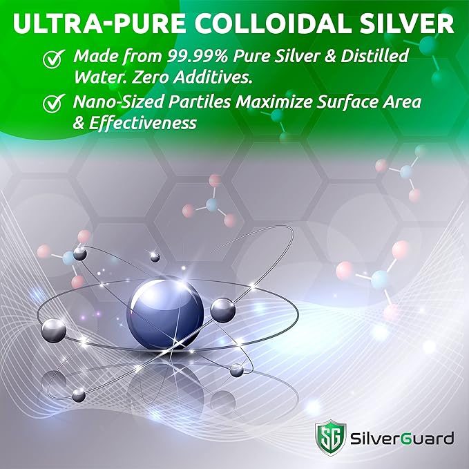 Enhanced Colloidal Silver Liquid Immune Support Supplement—30ppm Pure &amp Natural Structured Silver Water—Organic Colloidal Silver Solution—16 oz Bottle (1 Pack)