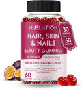 Hair Skin and Nails Gummies with Biotin (6000mcg) Collagen &amp PABA - Hair Skin and Nails Vitamins for Women and Men - Supports Hair Growth Stronger Nails Healthy Skin - 30 Servings