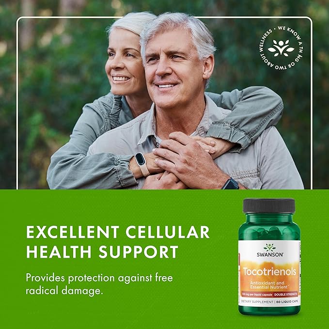 Swanson Double Strength Tocotrienols Antioxidant Supplement for Heart-Health-Conscious Adults with Delta- and Gamma-Tocotrienols (60 Liquid Capsules 100 mg Each)
