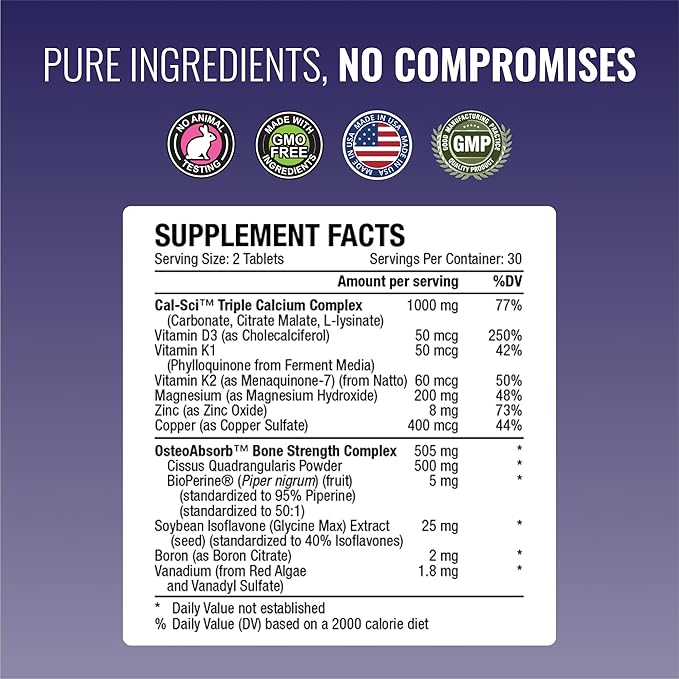 Approved Science Bonesyl - Strengthen Bones Limit Bone Density Loss - Maintain Overall Bone Health - K2 BioPerine and Magnesium - 180 Tablets - Vegan - Made in USA