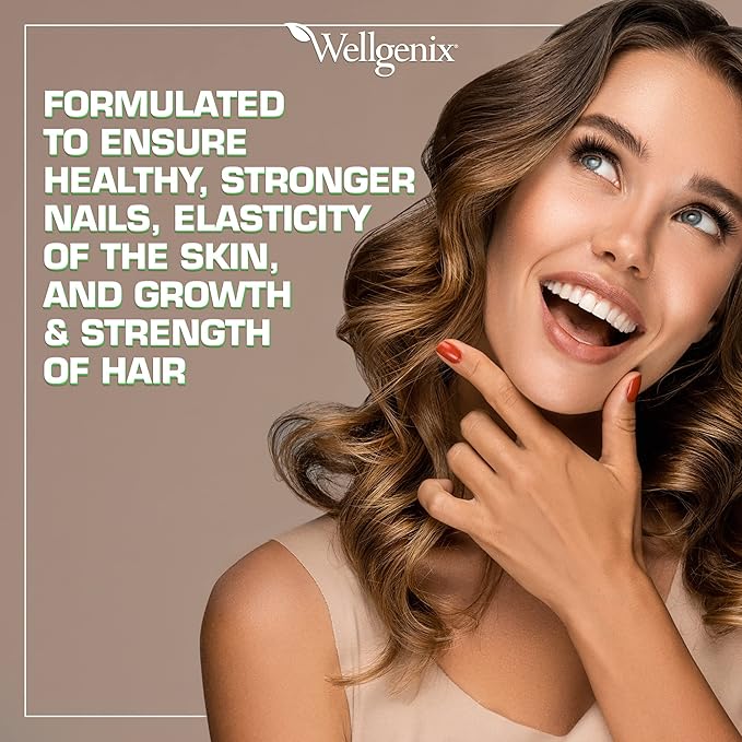 Wellgenix Purvana MAX Hair Skin and Nails Supplement – 5000mcg Biotin with MSM &amp B-Complex – Supports Thicker Hair Stronger Nails &amp Glowing Skin – 180 Veggie Capsules (2 Pack)