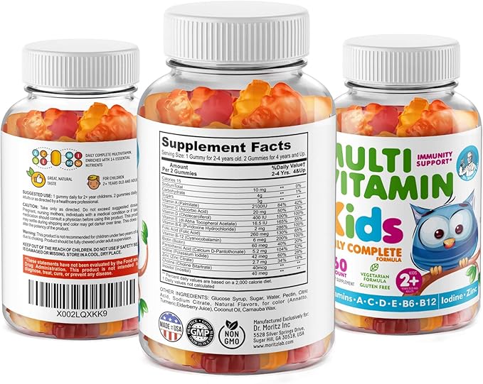 DR. MORITZ Kids Magnesium Gummies Orange Flavor (60 Count 1 Pack) and Kids Multivitamin Gummies Bundle (60 Count 1 Pack) - Relaxation &amp Health Support - Toddler Vitamins - Magnesium Calm Supplem