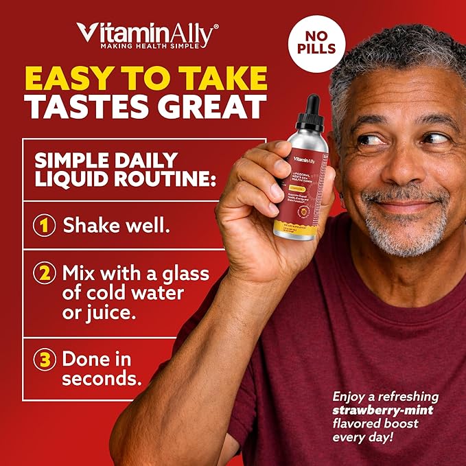 Liposomal Men's 50+ Liquid Multivitamin Drops | Non-GMO | Sugar Free | Gluten Free | 30 Day Supply | 3 FL Oz | Supports Brain Health Immunity and Energy Production