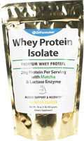 DrFormulas Lactose Free Whey Protein Isolate Powder with Lactase Organic Matcha with Vanilla Flavor 1 lb